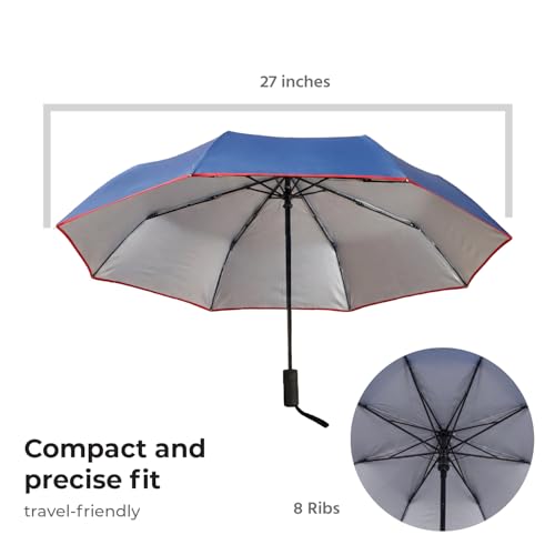 Image of Lifelong UV Umbrella with Novelty Carabiner Handle | 3-Fold Travel Umbrella for Rain | Windproof & Compact for Sun Protection | Auto Open & Close | 8 Ribs Men & Women (Black)