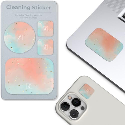 SleekStrip Portable Cleaning Sticker Pad Reusable Screen Cleaner Wipes Lens Cleaner Wipes for Phone iPad Car Touch Screen Display MacBook Computer Laptop Camera Lens Electronic TV Monitor - 1PK (4PCS)