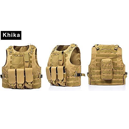 Kidybell Khaki Adjustable Airsoft Vest Lightweight Oxford Cloth Tactical Training Vest Is Suitable For Outdoor Hunting Army Fan Combat Training Airsoft And Other Outdoor Sports #TOP2