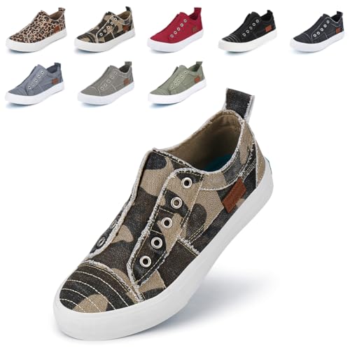 JENN ARDOR Womens Fall Slip On Fashion Sneakers No Laces Comfortable Casual Low Canvas Sneakers Flats Walking Shoes - image 1