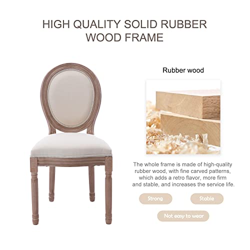 Image of Virabit French Country Dining Chairs Set of 2, Vintage Louis Chairs with Curved Backrest and Beautifully Carved Solid Wood Frame Farmhouse Dining Chairs for Living Room, Kitchen, Restaurant
