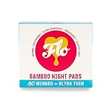 Flo Bamboo Night Period Pads – Super Absorbent, Soft, Thin Sanitary Towels – Winged Breathable for Heavy Flow – 80 Count Bulk Pack
