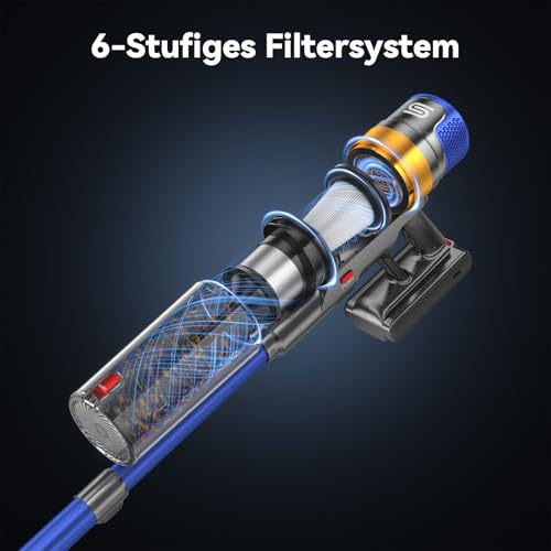 Sulean Akku Staubsauger 580W 70Min 48000Pa, Staubsauger Kabellos & Freistehend mit Smart Display 1.6L Staubbehälter… – Ansicht 6