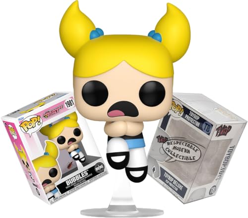 Funko Powerpuff Girls Bubbles on Stand + ToyBop Protector: Pop! Meme Figura de animación de TV (incluye estuche de coleccionista Pro-Deluxe Pop Protector Caja de regalo)