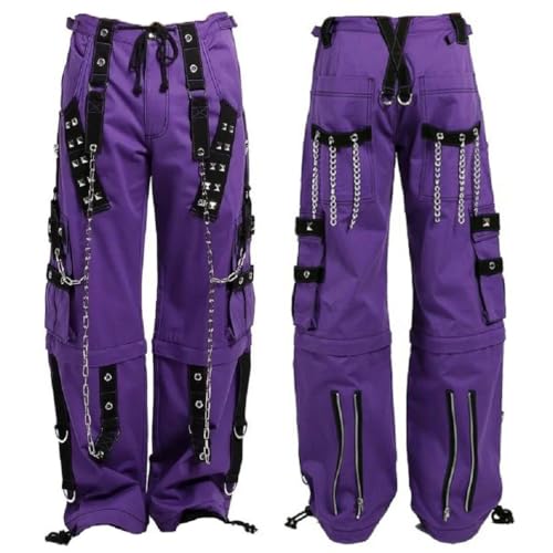 Gothic Bondage Men Pant Alternative Punk Rock Transformer Trouser Purple Baggy