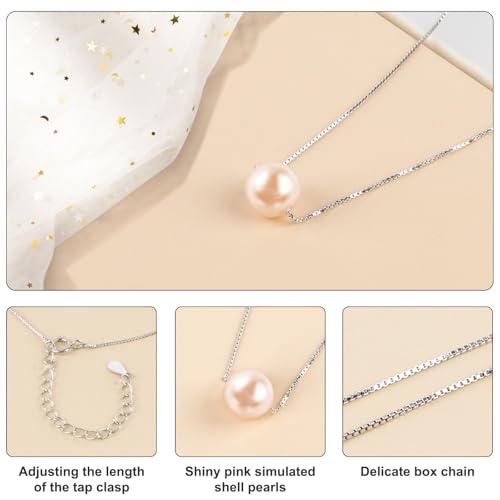 10th Birthday Gifts for Girls, Sterling Pink Pearl Necklace for 10 Year Old Girl, Top Gifts for 10 Year Old Girls Trendy 2025, Adjustable Length Jewelry Presents for Daughter Kids Her2