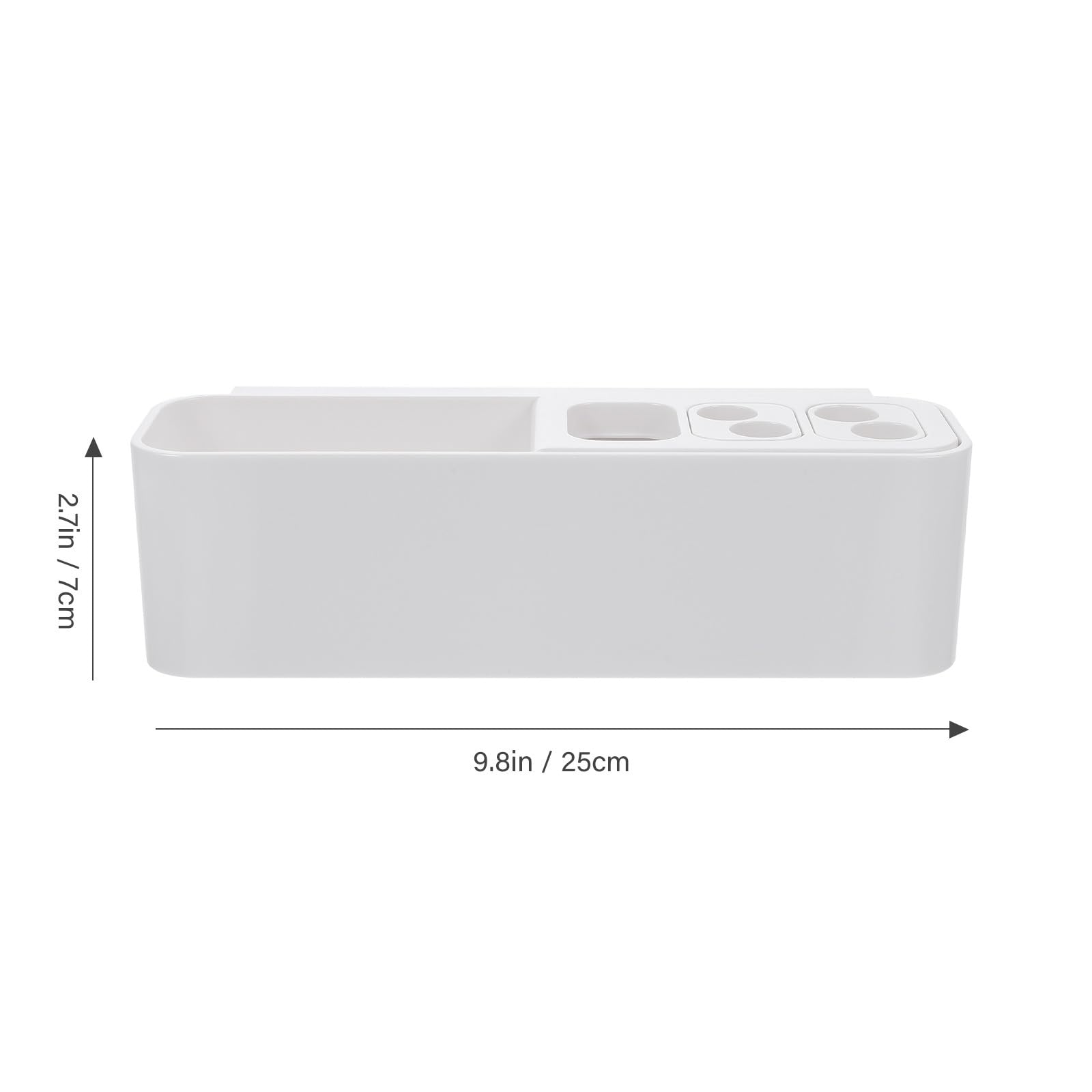 Organizer da Parete per Bagno Multiscomparto in ABS Bianco Portaspazzolini da Denti Elettrici Gancio Adesivo senza Fori Supporto Porta Spazzolino Piccolo e Porta Dentifricio per