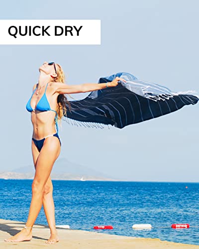 Washup Towel Peshtemal,%100 Turkish Cotton, Absorbent And Quick Drying, For Bath, Camping,Beach (Dark Navy Blue) #TOP1