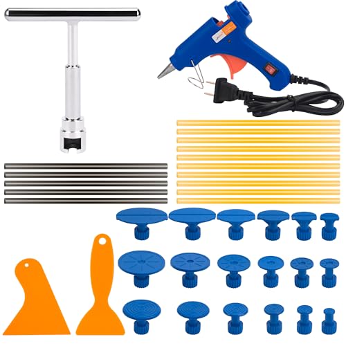 Kawish 37pcs Car Dent Puller Tools Kits, Small Hail Damage Repair Kit Paintless Dent Removal Tool with Hot Glue Gun for Remove Most of Auto Dent Repair and Metal Surface Dent Removal…
