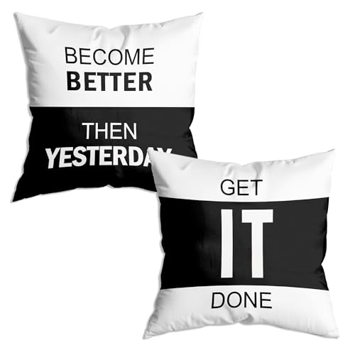 ZNGFON Motivational Throw Pillow Covers 18x18 Set of 2,Inspirational Gifts,Black Motivational Decor for Office Home Bedroom Dorm Room,Inspirational Quotes Decor for Classroom Kids Nursery Playroom