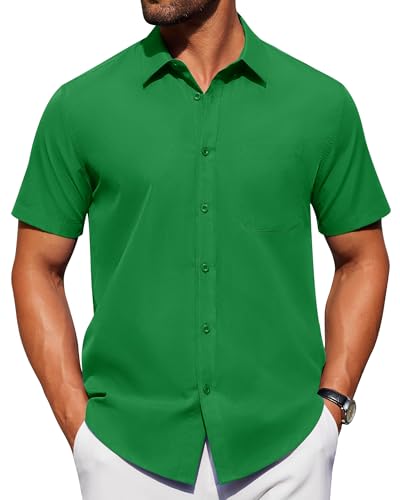 Image of Alimens & Gentle Men's Short Sleeve Dress Shirts Wrinkle Free Untucked Casual Button Down Shirt