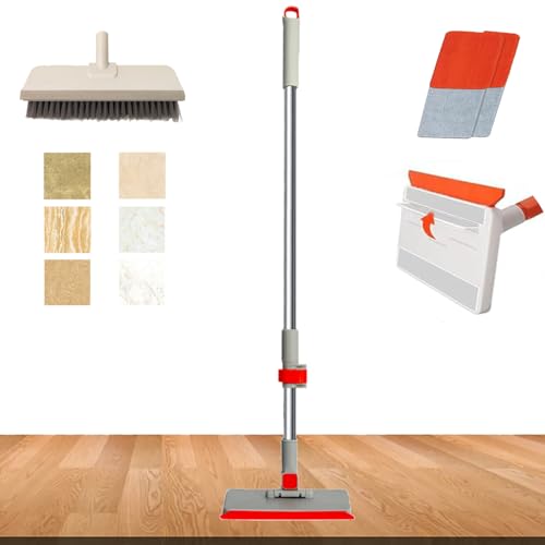 Hooha Fliesenreiniger Wand Fliesenwischer Badwischer Glatte Wandflächen Reiniger mit Abzieher & Teleskopstange für alle Arten von Fliesen/Stein/Holzoberflächen/Glas Rotierende Fliesenputzer