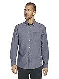 TOM TAILOR Herren Fein strukturiertes Hemd aus Bio-Baumwolle 1021066, 24493 - Navy Chambray With White Dobby, XXL