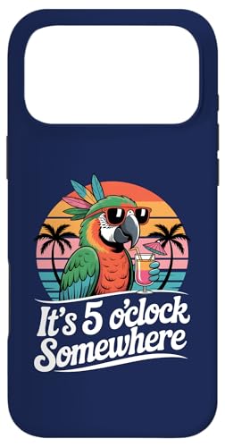 It's 5 O'Clock Somewhere Parrot ���g�� �� �r�[�` �n���C�A�� �X�}�z�P�[�X iPhone 17 Pro Max �p