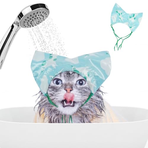 Image of Nanaki Adjustable Cat Shower Cap-Waterproof Sphynx Shower Cap For Cats | For Small Dogs Kitten Puppy, Reusable Pet Ear Protection Ear Covers for Bath Grooming Ear Drops Guard
