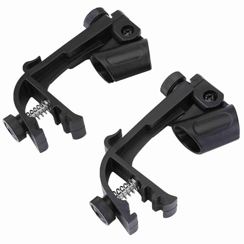 2 Pcs Drum Rim Mic Clips, Portable Adjustable Clips on Drum Mount Rim Microphone Shockproof Clamp Holder(Black)