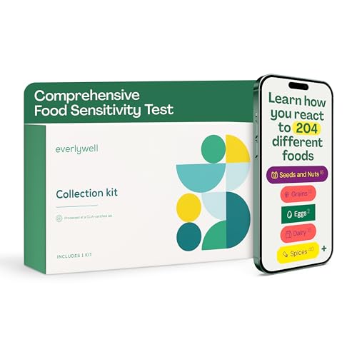 Everlywell Food Sensitivity Comprehensive Test - Learn How Your Body Responds to 204 Different Foods - at-Home Collection Kit - CLIA-Certified Labs - Ages 18 Plus