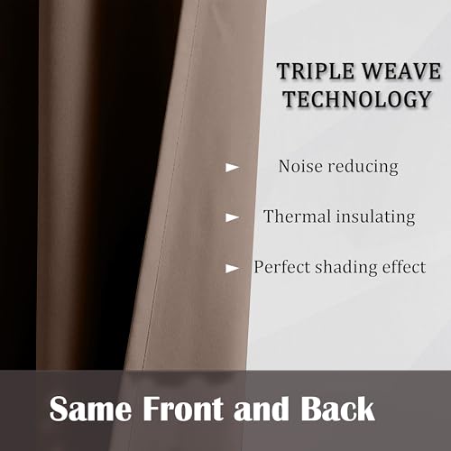 Image of THE LINEN COMPANY Extra Long Back Loop Curtains | Hall Door Curtains | Thermal Insulated Blackout Drapes Set of 2 - Dark Brown, 10 Feet