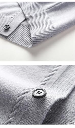 Jegsnoe Men V Neck Knit Sleeveless Cardigan Vest Casual Preppy Sweater Vest 5