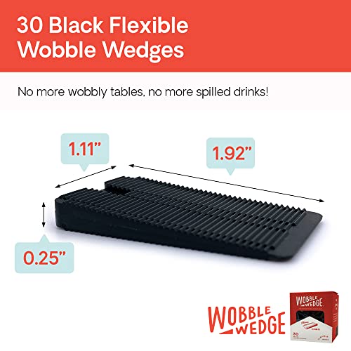 Wobble Wedges Flexible Plastic Shims, 30 Pack - Made in USA - Multi-Purpose Shim Wedges for Home Improvement & Work - Plastic Wedge, Table Shims for Leveling, Toilet & Furniture Levelers - Black