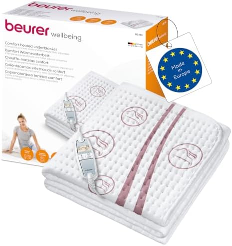 Beurer UB 90 Wärmeunterbett mit 2 Temperaturzonen und je 9 Temperaturstufen | Anschmiegsame Wärmebettunterlage mit Rückschaltautomatik, 150 x 80 cm für Extra-Komfort, maschinenwasc