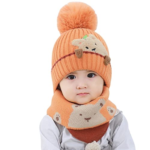 Gorro y bufanda para niños con protección de oídos invernal 6