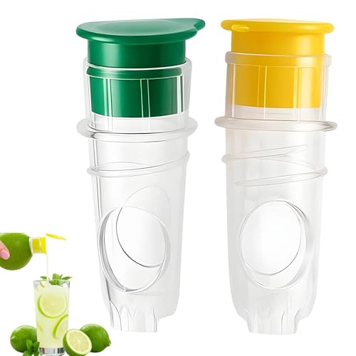Lemon Juicer, Manual Juicer Squeezer with Screw Top, 2 Pcs Hand Juicer for Kitchen, Fresh Juice Extractor for Lemon, Lime, Orange, Portable Citrus Press for Cocktails and Healthy Drinks