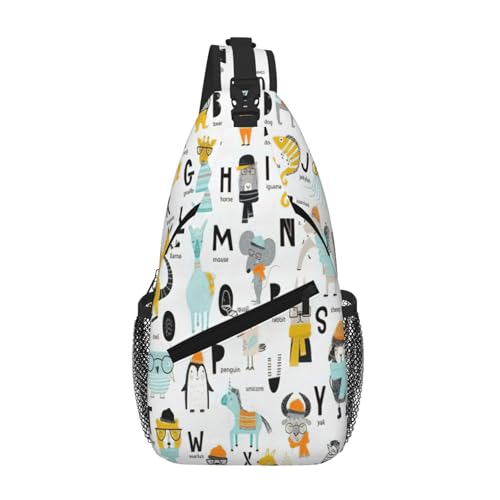 Sac poitrine imprimé alphabet pour hommes, sac à dos sling léger et casual