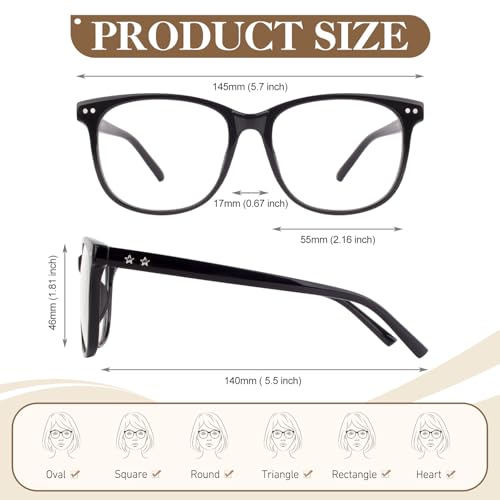 CGID CN81 Fake Glasses Women Men Large Oversized Clear Lens Horn Rimmed Glasses 100% UV400 Protection