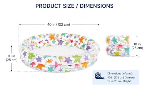 Image of LONGMIRE 4.5 Ft Round Inflatable Swimming Pool for Kids | 2 Ring Circles Baby Pool | Portable Baby Bath Tub | 0-5 Years | Indoor & Outdoor | Multi Color