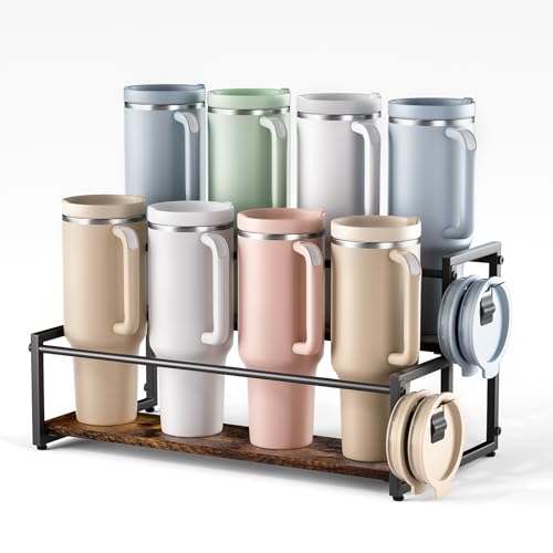 Water Bottle Organizer for Stanley and Others' Large Tumbler Organization, Pantry Kitchen Organizers and Storage for Cup Accessories, Tumbler and Cup Lid Organizer Wine Rack - 2 Tier Hold 8