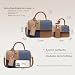 Imagen de CORIOS Elegante Bolso de Mano para Mujer Bolso de Hombro con Diseño Patchwork PU Cuero Bolso de Bandolera Cruzado Tote con Correa Ajustable y Desmontable para Trabajo Viajes Shopper Marrón Azul L