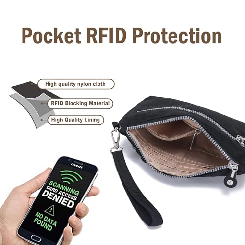 Image of Small Wristlet Wallets for Women Nylon RFID Cross body bag | Cell Phone Purse with Built-In Card Slots for Daily Outings