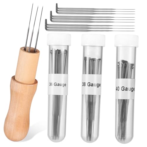 ULDIGI 1Set Felting Craft Tools with Wooden Handle Assorted Needles for Felting Projects Easy Organization Storage Bottle for Crafts and Home Decor