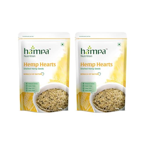 Image of Hampa Hemp Hearts -125g, Pack of 2 | Shelled Hemp Seeds for Eating