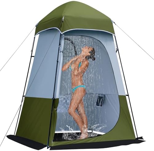 Camping Shower Tent, 7.9 FT Oversize Changing Tents, Portable Outdoor Bathroom Toilet Tent with Floor, Easy Set Up Privacy Shelter for Dressing, Hiking, Fishing, UPF50+