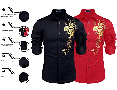 Image of Zombom Men's Regular Fit Cotton Blend Printed Full Sleeve Casual Shirts