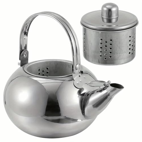 Hervidor de Agua de Acero Inoxidable ZBDZSW con Red de Filtro, hervidor portátil Espesado para hervir Agua (14 cm Aproximadamente 1 L Plateado)