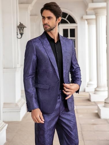 Cloudstyle Mens Slim Fit Paisley Suit Single Breasted Party Suit Jacket 1 Button Sport Coat3