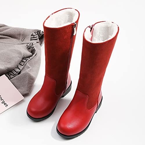 WENJIAZHIZHI Little Toddlers/Girls/Kids Knee-High Boots Warm Fur Lined Winter Snow Boots Princess Christmas Dress Boots Shoes2