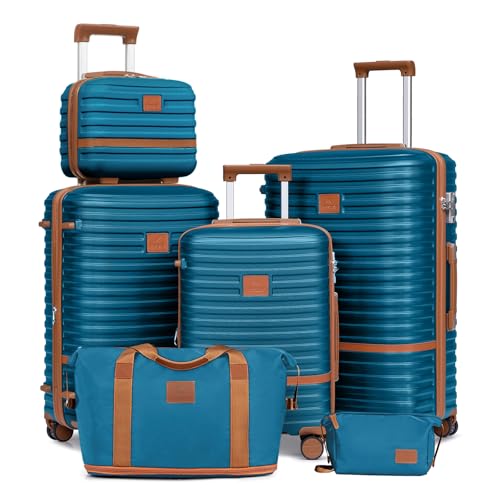 Joyway Luggage Set 3 Piece Suitcase Sets with Spinner Wheel,Hardside Expandable Travel Laggage with TSA Lock (13/20/24/28 Blue brown by Joyway - Used condition - US$152.98