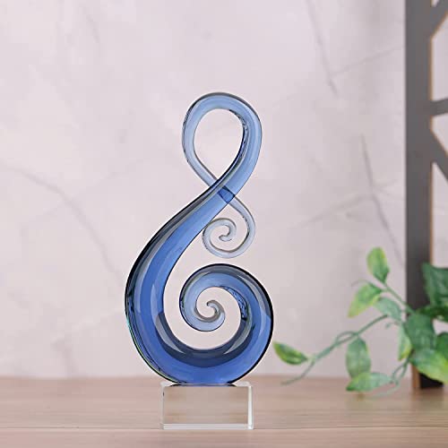 Wubianjie Glass Sculptures And Statues, Glass Note Statues, Hand Blown Glass Art Modern Decor For Coffee Tables, Office, Music Room Decor (Blue) #TOP4