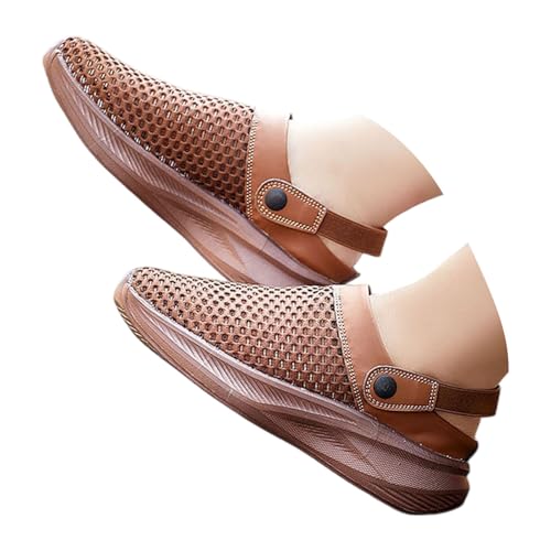Zuecos de malla para hombre: calzado transpirable 2 en 1 ideal para la playa y el jardín en color marrón