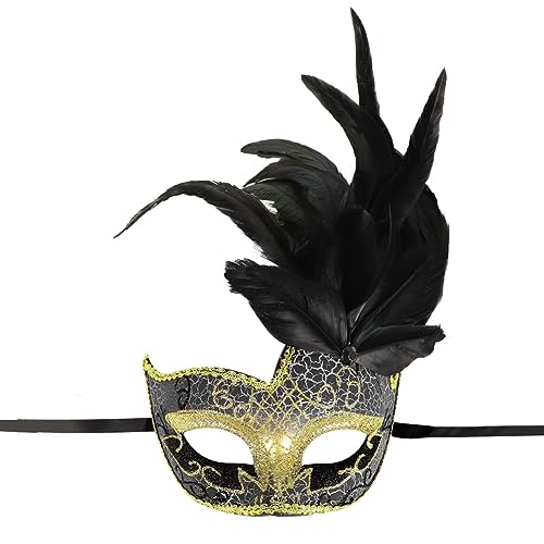 XINCHIA Masquerade Feather Mask for Women Venetian Costume Eye Mask Fancy Dress Eyewear Halloween Cosplay Party Makeup Prop Costume Accessory for Animal Party Easter Carnival Cosplay Party - Image 4