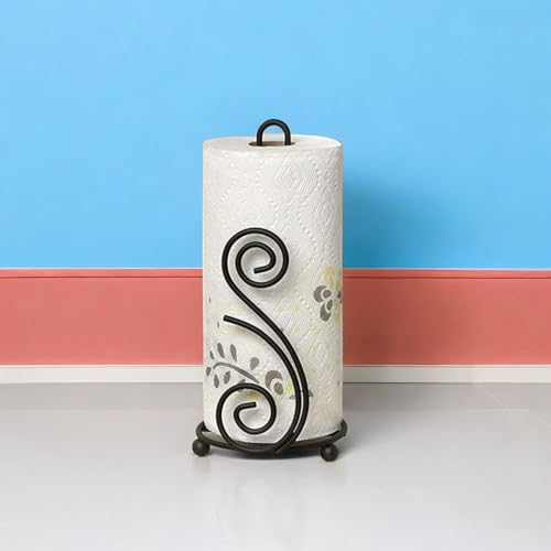 Metal Black Tissue Roll Paper Holder/Paper Towel Holder for Home, Paper Roll Dispenser for Bathroom and Dining Table (SS Shape)
