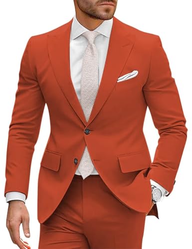 SUZHIMO Mens Suit 2 Piece Slim Fit Suit for Men Formal Wedding Prom Tuxedo Suits Blazer Pants Suit Set