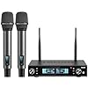TONOR Wireless Microphone System, Auto Scan & Pair UHF Rechargeable Karaoke Mic, 2×100 Professional Dynamic Cordless Mic for Singing Church Wedding DJ with Adjustable Volume, Quick Mute 262ft TW550