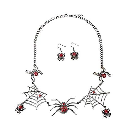 Halloween Spider Örhängen Och Halsband Set Mode Spindel Web Örat Studs Hängande Örhängen Och Halsband Kit För Halloween Cosplay Party Ghost Festival.