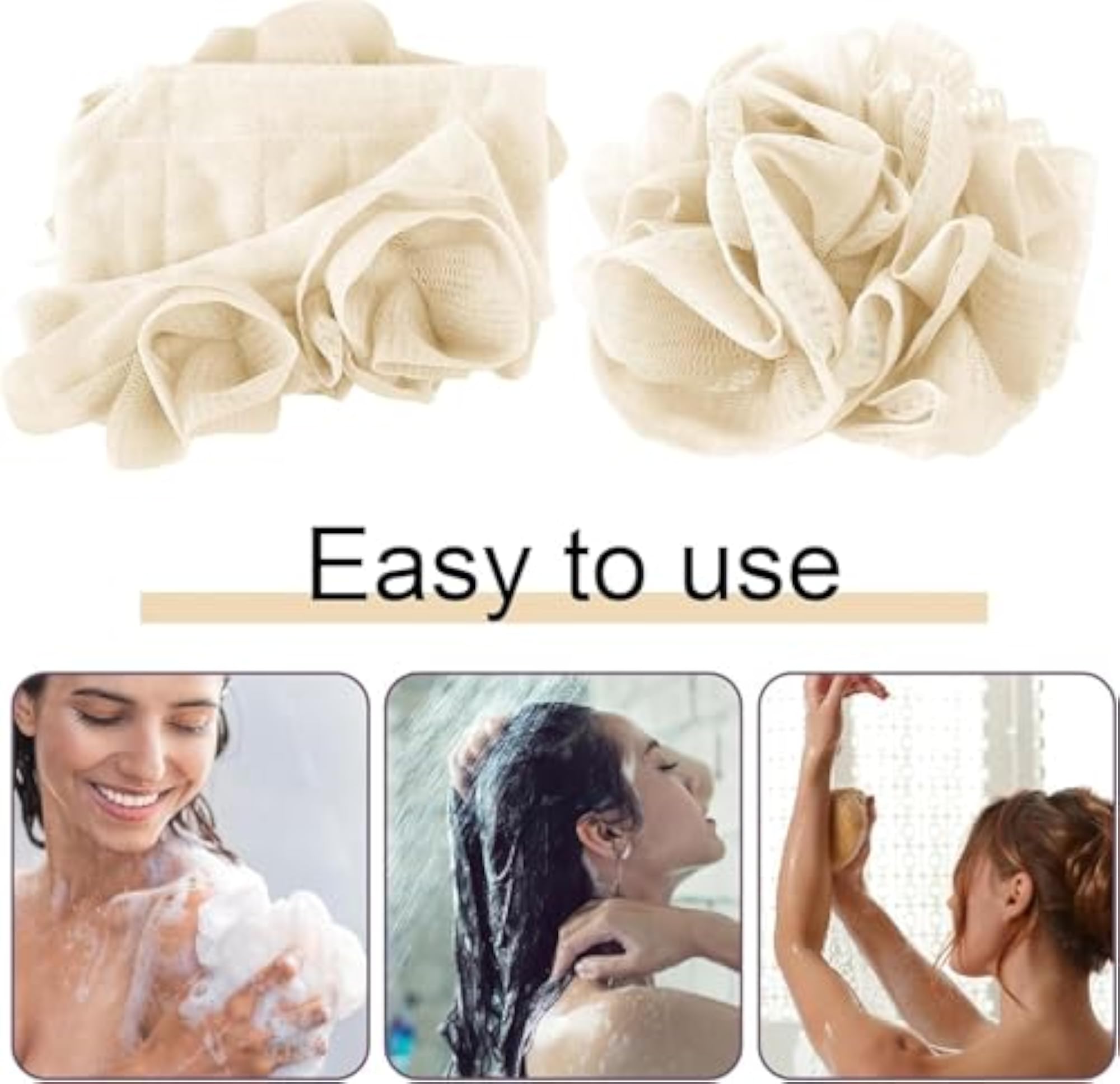 2-In-1 Loofahs Sponge Washcloth Combo, Gentle Shower Body Scrubber