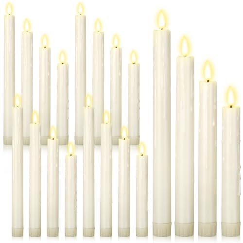 Image of Rossesay 24 Pcs Flameless LED Taper Candles Battery Operated Candle 6.5 inch, 7.7 inch, 8.9 inch, 10 inch Flameless Candlesticks Flickering for Christmas Church Wedding Indoor Decoration(Dripping, Ivory)